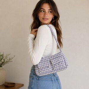 NWOT Baggu x Urban Outfitters Multi Pocket Cargo Shoulder Bag Blue Gingham